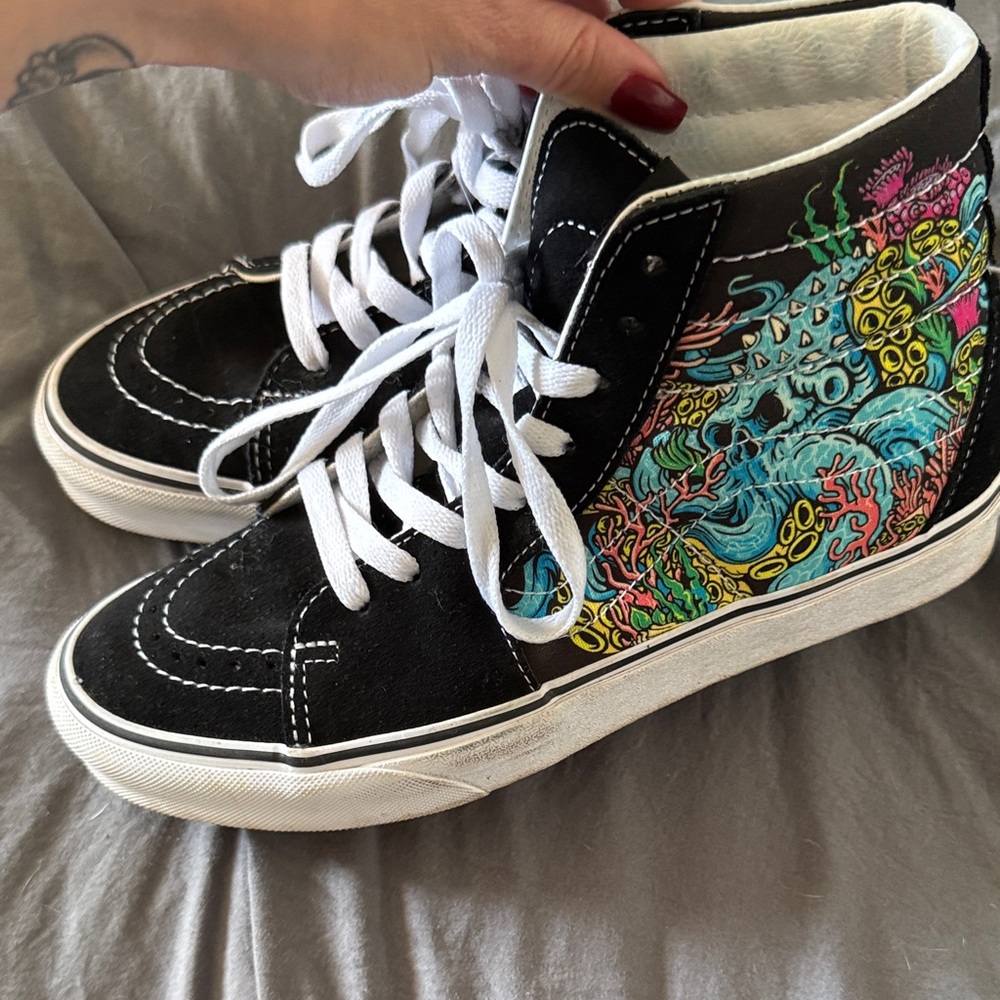 Vans Black High-Tops with Vibrant Multicolor Design - Picture 2 of 3